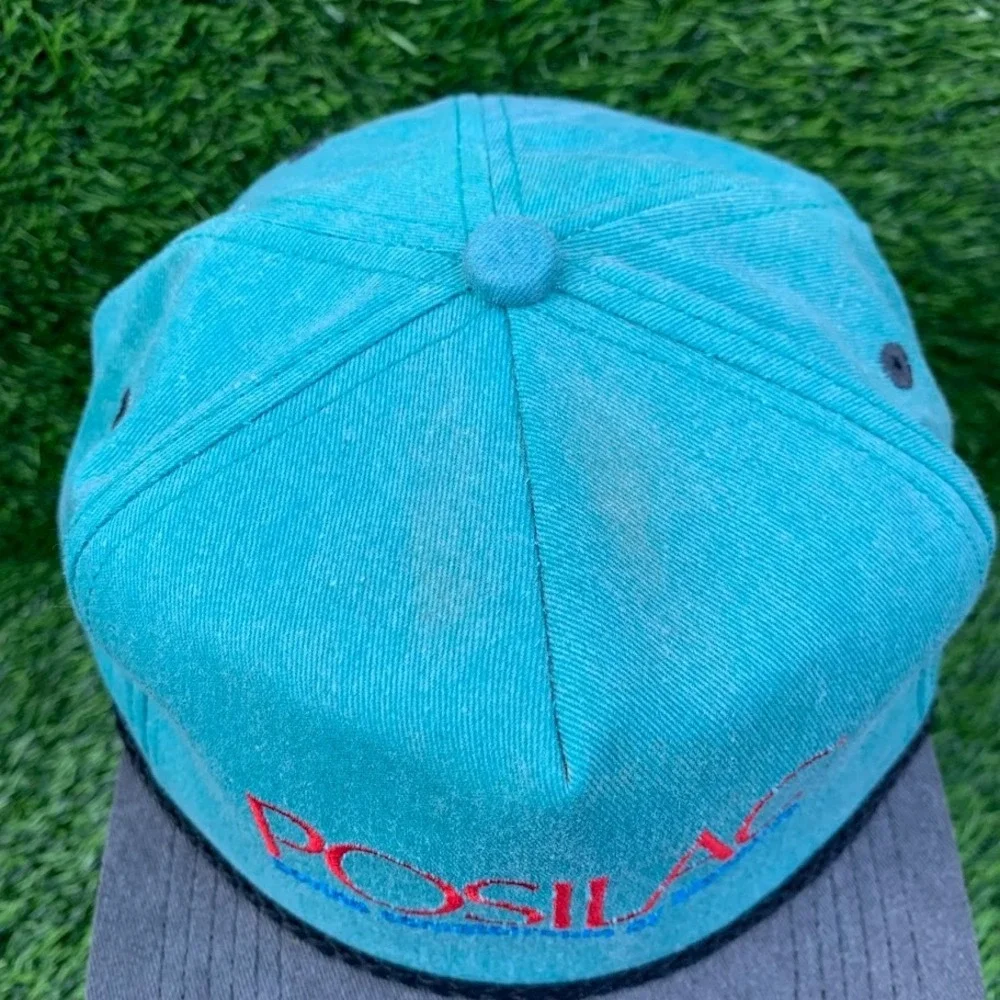 Vintage Posilac Bovine Monsanto Hat Teal Made in USA K-Product Brand Buckle Back
